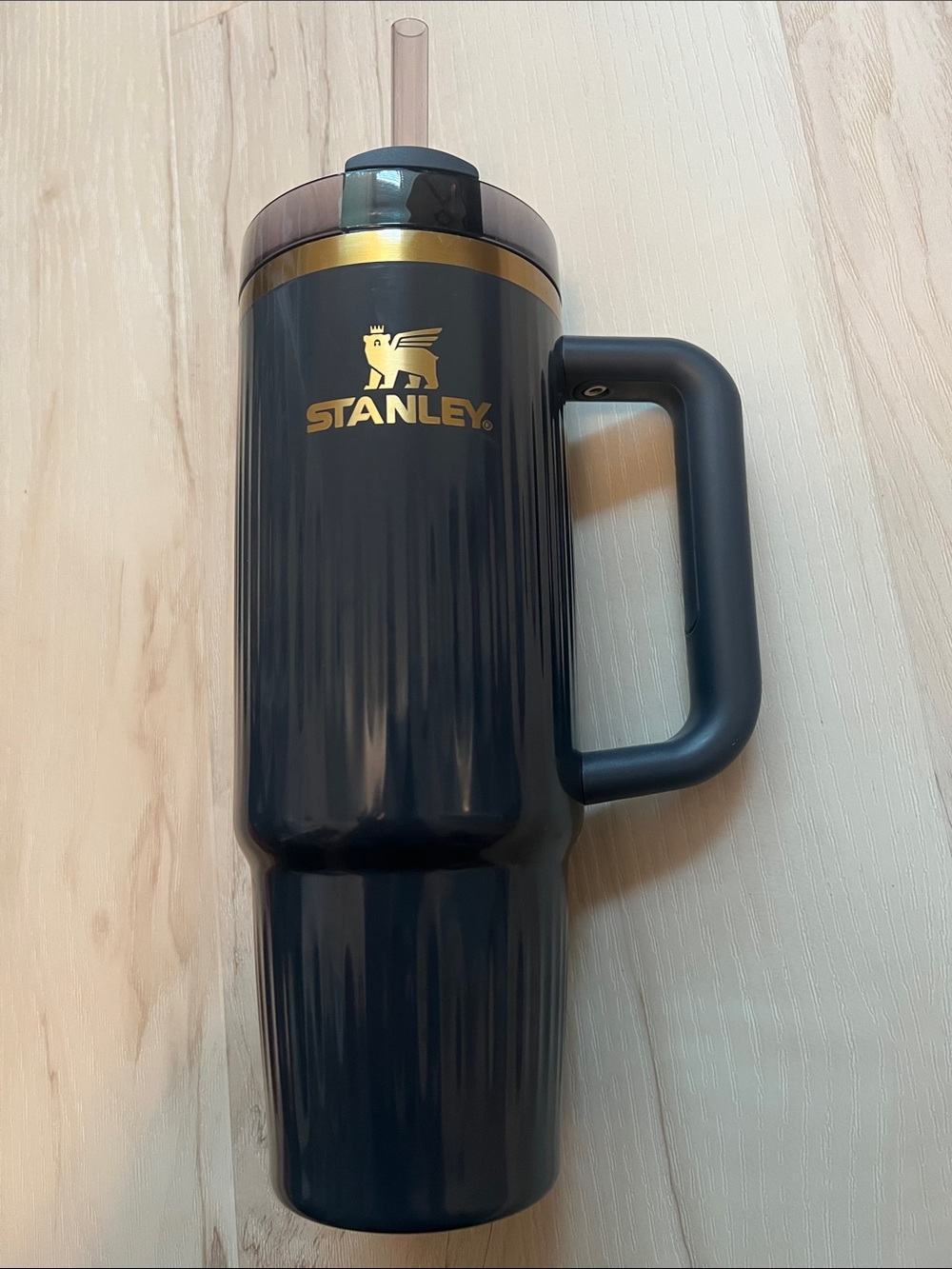 Stanley Black/dark gray and Gold Insulated Travel Mug with Handle